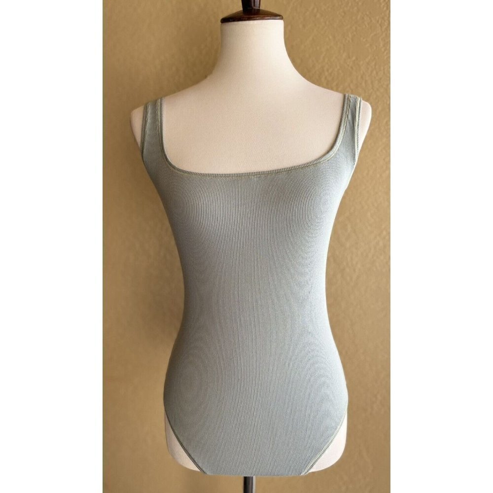 SKIMS Cotton Rib Sleeveless Bodysuit Mineral Size L